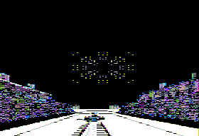 The Games: Winter Edition (Apple II) screenshot: Closing ceremonies - Fireworks.
