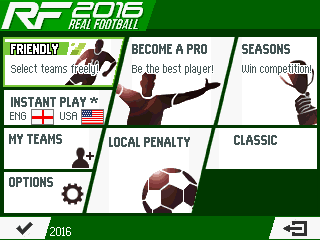 Real Football 2016 (J2ME) screenshot: Main menu