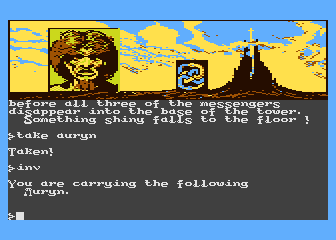The Neverending Story (Atari 8-bit) screenshot: Auryn in inventory