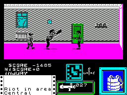 Death Wish 3 (ZX Spectrum) screenshot: Helping out a civilian inside his home.