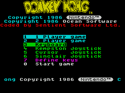 Donkey Kong (ZX Spectrum) screenshot: Title Screen.
