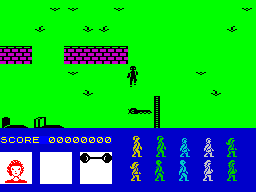 Friday the 13th (ZX Spectrum) screenshot: Collect these oversized keys.