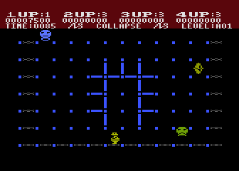 Collapse (Atari 8-bit) screenshot: Well, they're all blue, now.