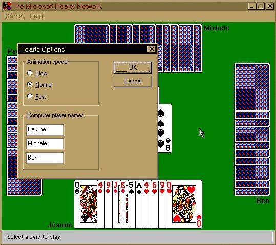 Microsoft Windows 98/98SE (included games) (Windows) screenshot: Options for Hearts