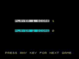Blockbusters (ZX Spectrum) screenshot: The scores are displayed and the next game starts when a key is pressed