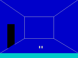 Transylvanian Tower (ZX Spectrum) screenshot: This room does not contain an object to be collected. The marks are my footprints showing this is a room I've already been in