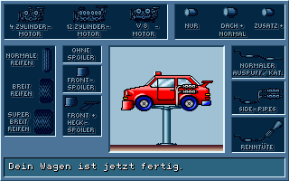 Dig-Dogs: Streetbusters (DOS) screenshot: Configure your car
