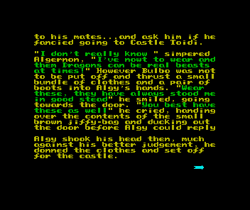 Retarded Creatures and Caverns (ZX Spectrum) screenshot: The last little bit of the game's backstory