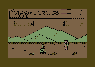 Yabba Dabba Doo! (Commodore 64) screenshot: Go away, Hoppy!