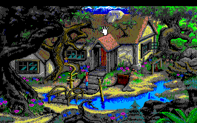 King's Quest V: Absence Makes the Heart Go Yonder! (PC-98) screenshot: Starting location. You impatiently grab the roof