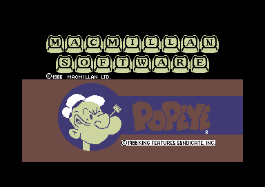 Popeye (Commodore 64) screenshot: Loading screen (Macmillan)