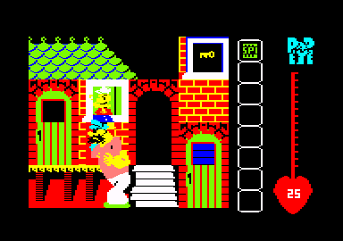 Popeye (Amstrad CPC) screenshot: There's Bluto.