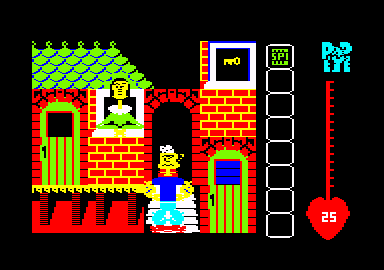 Popeye (Amstrad CPC) screenshot: Me goil. Olive.