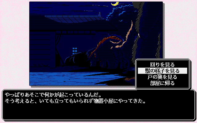 if (PC-98) screenshot: Village at night