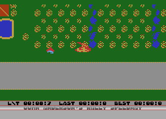 Rally Speedway (Atari 8-bit) screenshot: CRASH!