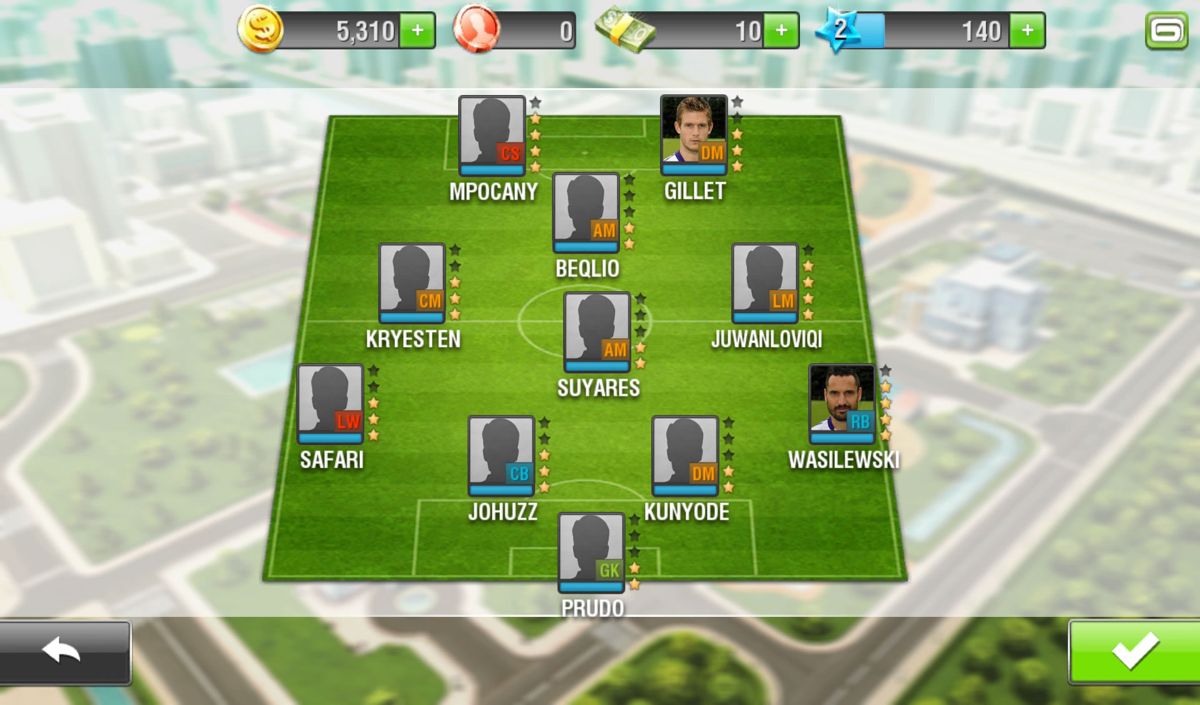 Real Soccer 2013 (Android) screenshot: Line-up for Belgian club Anderlecht
