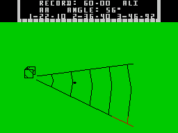 Game Set and Match 2 (ZX Spectrum) screenshot: Hammer : Three good throws, the earlier shorter throws were at really low angles