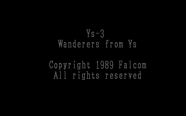 Ys III: Wanderers from Ys (PC-98) screenshot: Title screen
