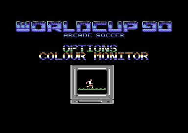 World Cup 90 (Commodore 64) screenshot: Before starting a new game, one has to choose several options