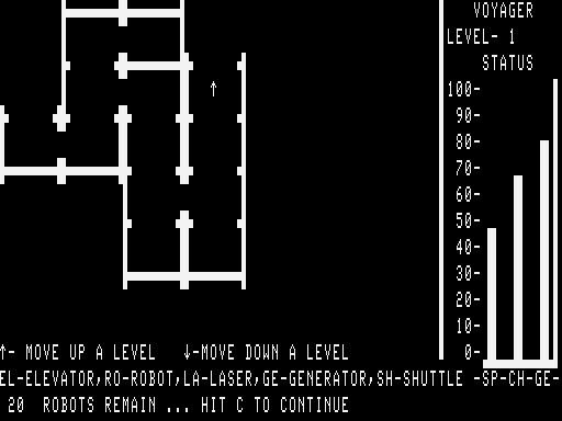 Voyager I: Sabotage of the Robot Ship (TRS-80) screenshot: Mapping level 1