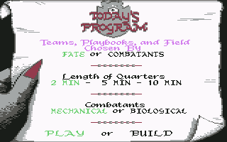 Grave Yardage (Commodore 64) screenshot: Main menu