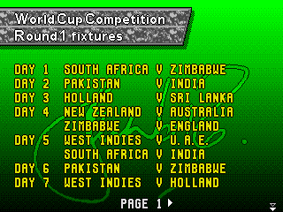Shane Warne Cricket (Genesis) screenshot: World cup matches