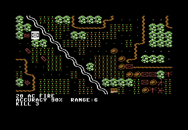 Overrun! (Commodore 64) screenshot: Battle phase - stat/results