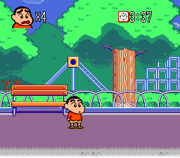 Crayon Shin-chan: Arashi o Yobu Enji (Genesis) screenshot: By a playground