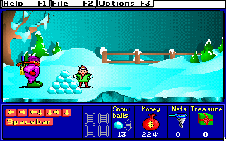 Treasure MathStorm! (DOS) screenshot: There is a pile of snowballs here (MCGA/VGA)