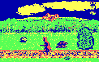 J.R.R. Tolkien's War in Middle Earth (DOS) screenshot: Watching a Nazgul traveling (CGA)