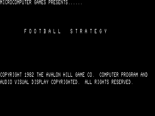 Computer Football Strategy (TRS-80) screenshot: Title