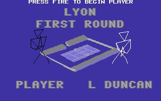 International 3D Tennis (Commodore 64) screenshot: The tournament introduction screen