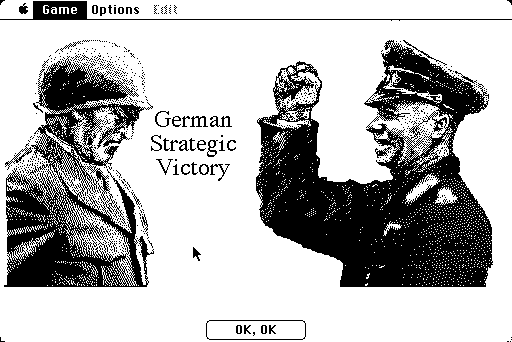 Patton vs Rommel (Macintosh) screenshot: Game - Rommel(computer) wins this one