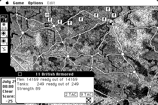 Patton vs Rommel (Macintosh) screenshot: As battle turns continue more units arrive