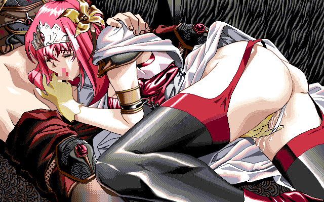 Jealousy (PC-98) screenshot: The princess performs a blowjob in the game :)