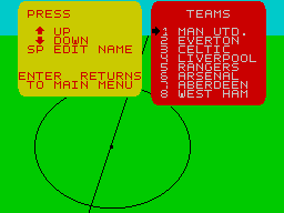 Super Soccer (ZX Spectrum) screenshot: Changing the manes of the teams