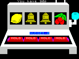 Don't Buy This (ZX Spectrum) screenshot: Fruit Machine : There's a little animation on the handle - how old fashioned is that !