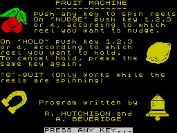 Don't Buy This (ZX Spectrum) screenshot: Fruit Machine : Instructions. All fairly standard.