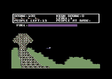 Protector II (Commodore 64) screenshot: It erupts when an alien drops in a human.