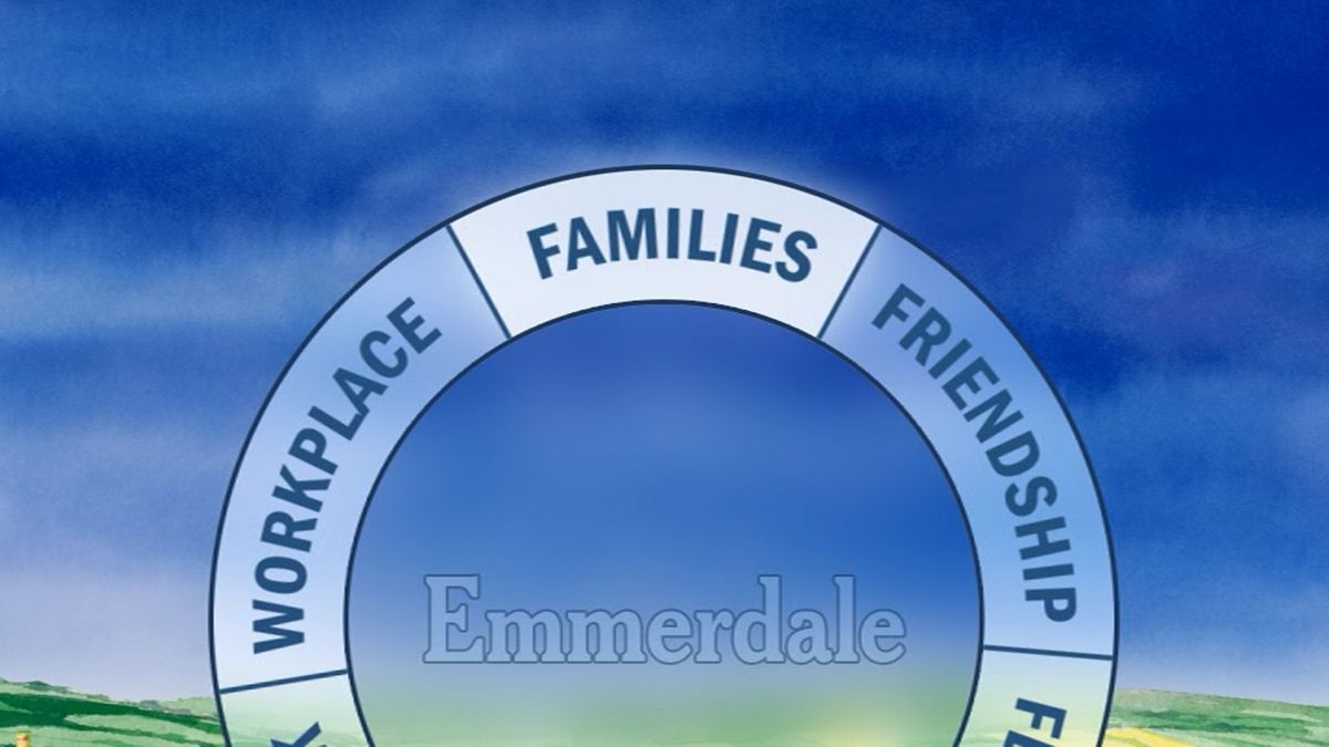 Emmerdale Game (DVD Player) screenshot: As the spinner rotates the view moves closer to it so that when it stops the selected category is clearly visible