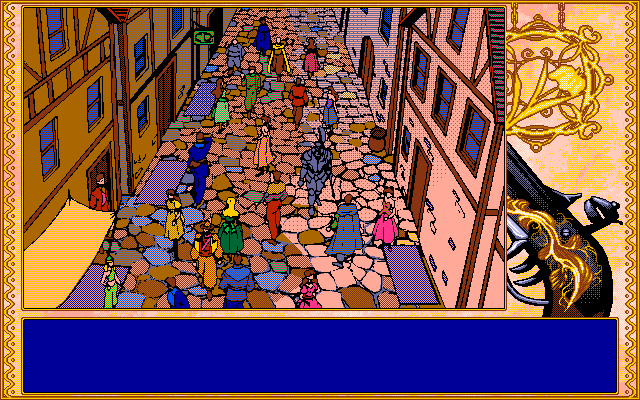 Iris Tei Serenade (PC-98) screenshot: Main street of Langbard capital city