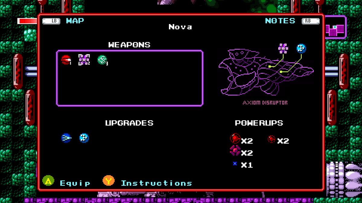 Axiom Verge (Windows) screenshot: Simple items menu.