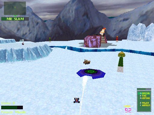 Twisted Metal 2 (Windows) screenshot: There are many different maps, this one has lot of snow