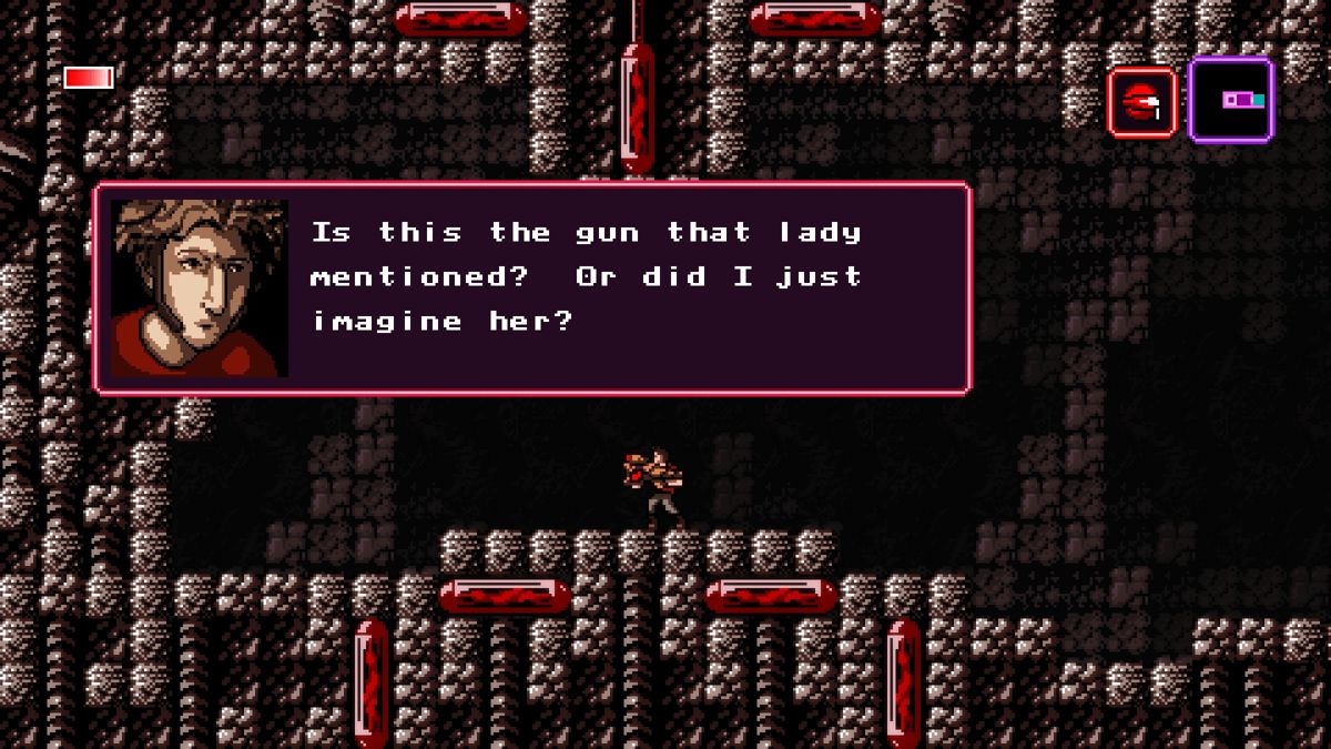 Axiom Verge (Windows) screenshot: Pretty sad, having to IMAGINE ladies, instead of acting like a real man, and going out into the real world to meet them. Grow up dude.