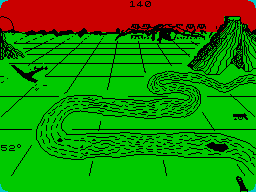 Terror-Daktil 4D (ZX Spectrum) screenshot: Just hit a big bird. That's 100 points. The sky flashes and the bird crashes to the ground