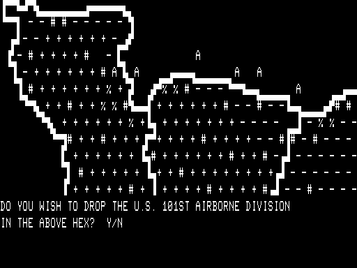 Battle for Normandy (TRS-80) screenshot: Game load is in 3 parts on TRS-80 16k. First placement of Airborne troops