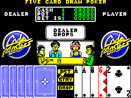 Monte Carlo Casino (ZX Spectrum) screenshot: The dealer drops again! This is too easy...