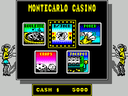 Monte Carlo Casino (ZX Spectrum) screenshot: Blackjack selected