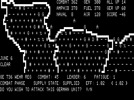 Battle for Normandy (TRS-80) screenshot: Germans holding strong on all beach heads