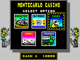 Monte Carlo Casino (ZX Spectrum) screenshot: Poker selected